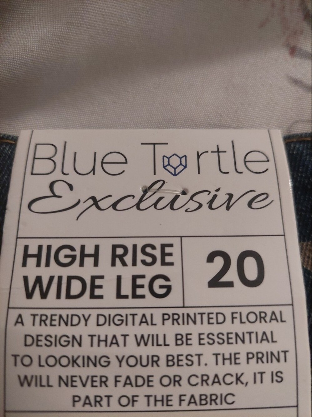 Blue Turtle size 20 Floral Stretch Denim Wide Legs Ankle Jeans - Blue Multi NWT - Picture 7 of 7